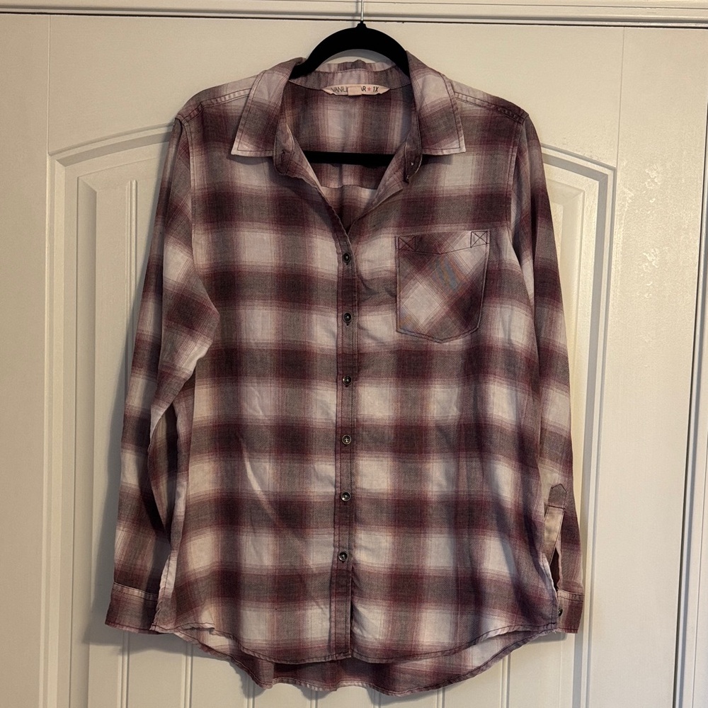 Vanilla Star Burgundy and White Plaid Shirt
